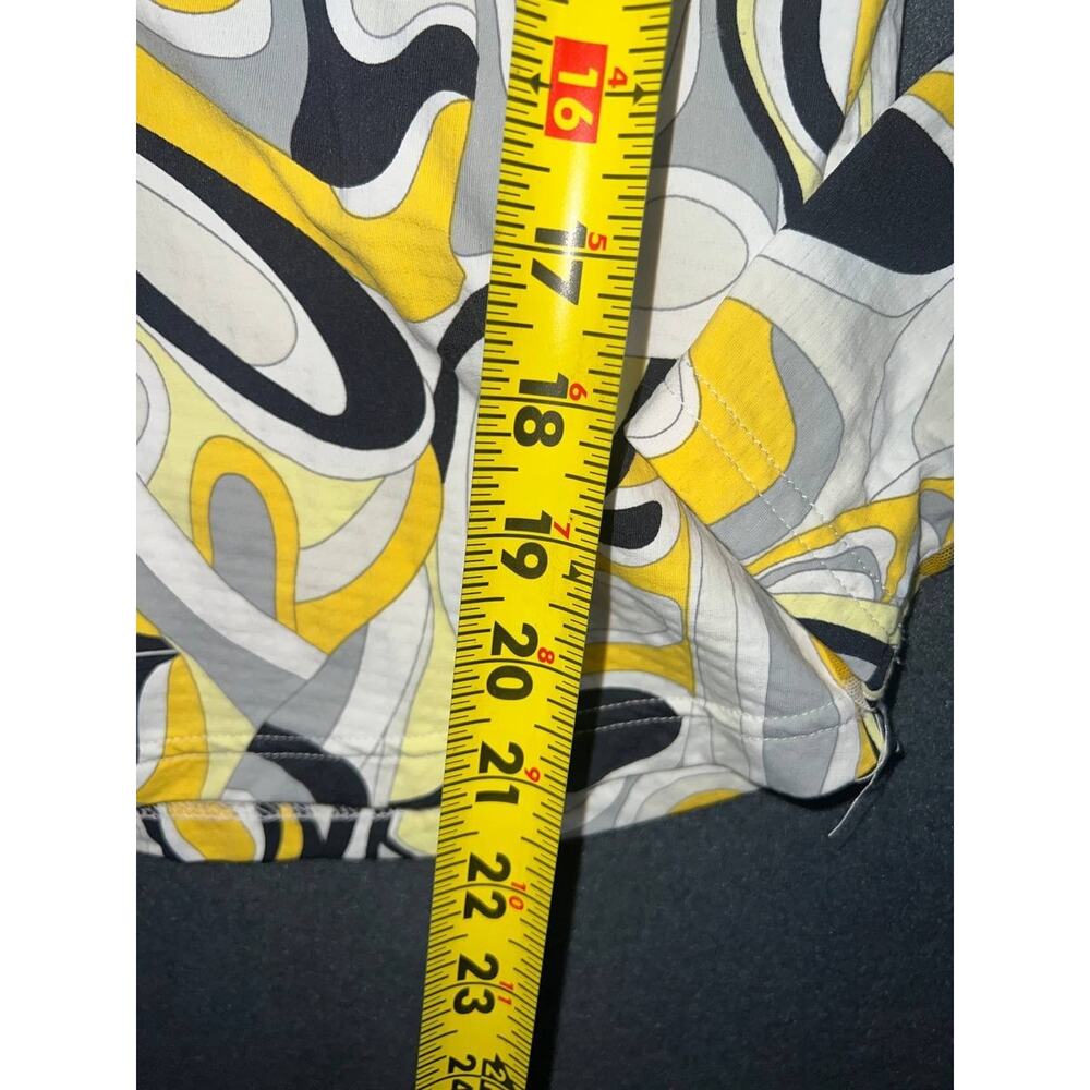 Icikuls Medium golf nylon Yellow Y2k Geometric 1/4 Zip Top A009181 - Picture 4 of 7